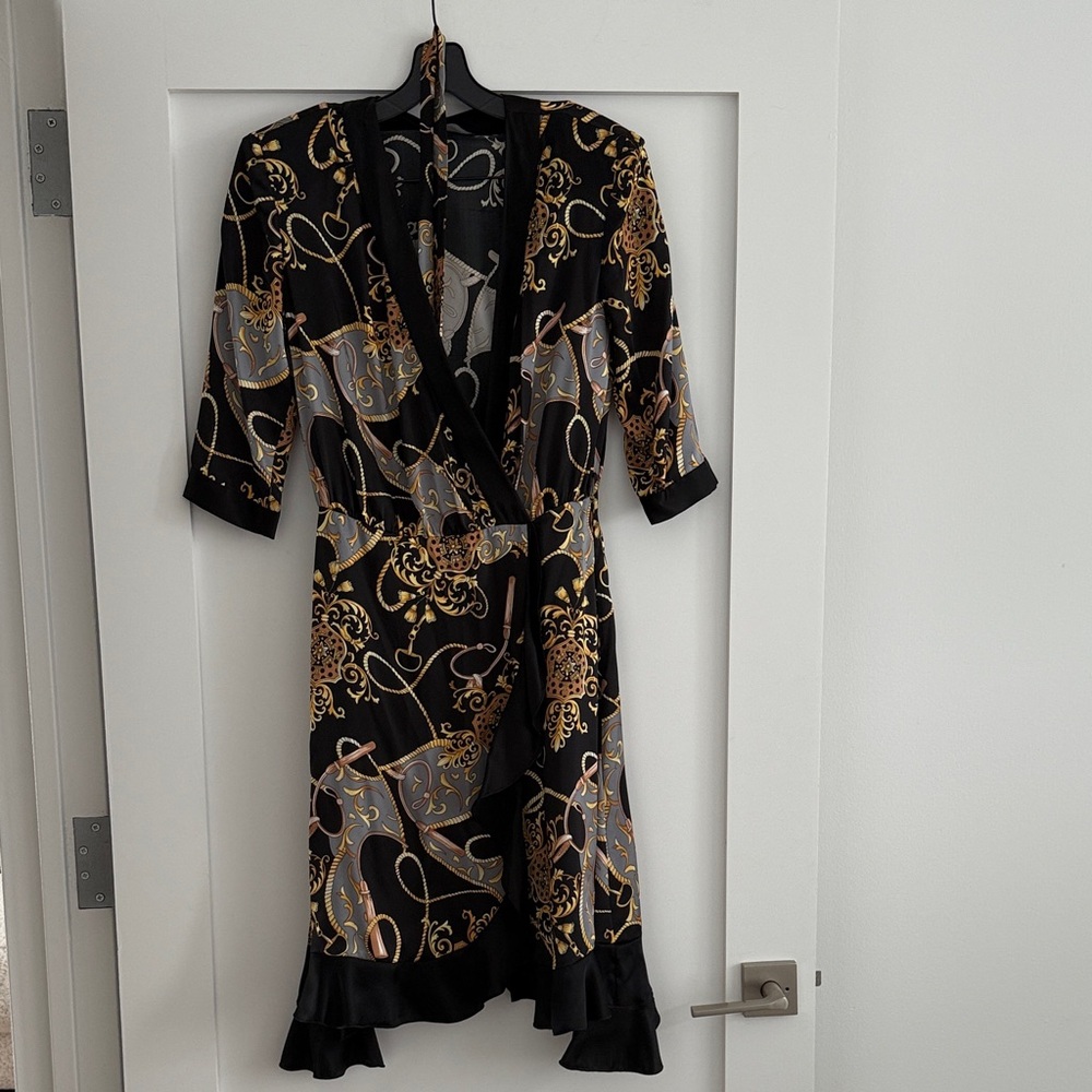 The Kooples Black and Gold Midi Dress size small